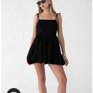 oak and fort mini dress with bubble hem in black